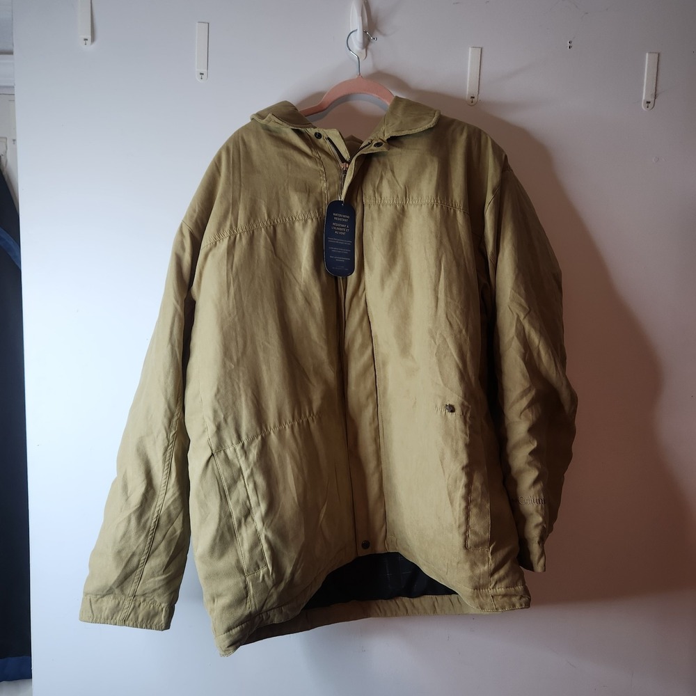 Columbia Sportswear Mens XL Tan Water Wind Resistant Quilted Lined Jacket NWT